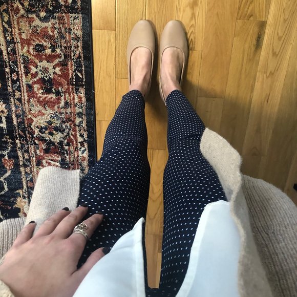 NWT Loft Blue & White Polka Dot Legging Work Pant - Picture 1 of 7